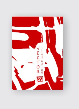 Kırmızı arka planda beyaz mürekkep fırçası darbesi. Japon tarzı. Grunge lekelerinin vektör illüstrasyonu