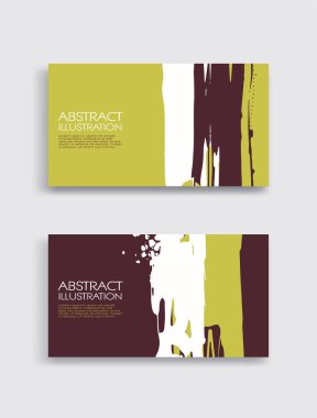 Beyaz arka planda yeşil beyaz kahverengi fırça darbesi kartı. Japon tarzı. Grunge lekelerinin vektör illüstrasyonu