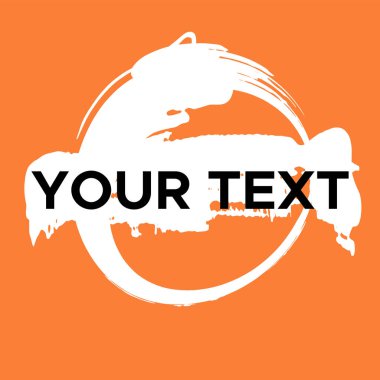Turuncu 'da Vektör Yuvarlak Şekil. Beyaz Daire Damgası. Simge, Logo, Sancak Tasarımı. Yuvarlak Fırça Soyut Vuruşu .