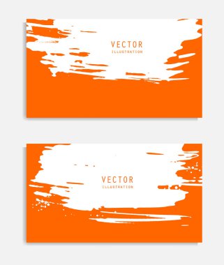 Grunge efektli soyut mürekkep fırçası pankartları. Japon tarzı. Vektör illüstrasyonu