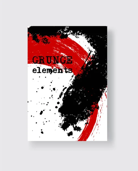 Pinceau Rouge Encre Noire Sur Fond Blanc Style Japonais Illustration — Image vectorielle