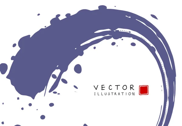 Абстрактный Чернильный Фон Китайский Стиль Японской Каллиграфии Фиолетовая Текстура Мазка — стоковый вектор