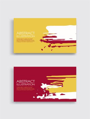 Beyaz arka planda kırmızı, beyaz, sarı, fırça darbesi. Japon tarzı. Grunge lekelerinin vektör illüstrasyonu