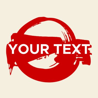 Beyaz üzerine vektör yuvarlak şekil. Kırmızı Çember Damgası. Simge, Logo, Sancak Tasarımı. Yuvarlak Fırça Soyut Vuruşu .