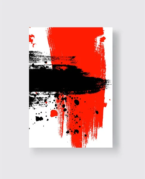 Pincel Tinta Preto Vermelho Fundo Branco Estilo Japonês Ilustração Vetorial —  Vetores de Stock