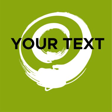 Yeşilde Vektör Yuvarlak Şekli. Beyaz Daire Damgası. Simge, Logo, Sancak Tasarımı. Yuvarlak Fırça Soyut Vuruşu .