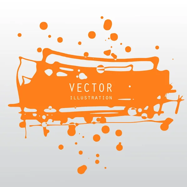 Vector Splats Splashes Blobs Orange Ink Paint Different Shapes Drips — Stock Vector