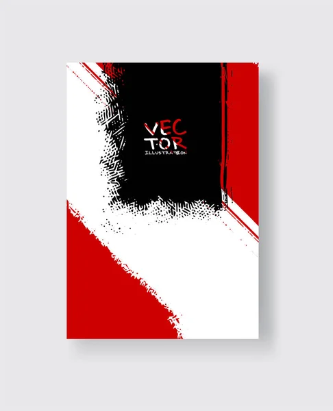 Pinceau Encre Rouge Noire Sur Fond Blanc Style Minimaliste Illustration — Image vectorielle