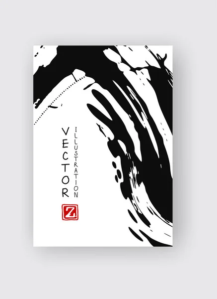 Tinta Ecset Stroke Háttér Japán Stílus Grunge Csíkfoltok Vektoros Illusztrációja — Stock Vector