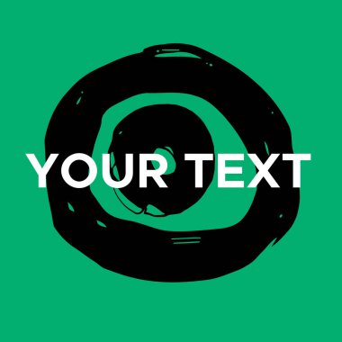 Yeşilde Vektör Yuvarlak Şekli. Siyah Çember Damgası. Simge, Logo, Sancak Tasarımı. Yuvarlak Fırça Soyut Vuruşu .