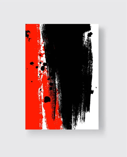 白を基調とした黒と赤のインクブラシストローク グランジ汚れのベクトルイラスト — ストックベクタ