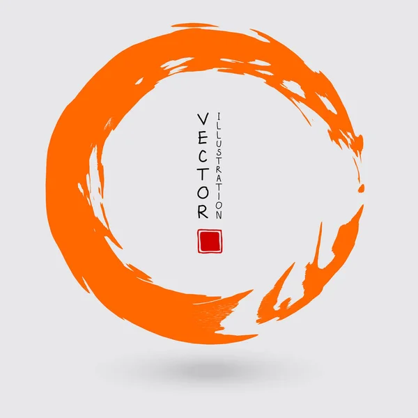Orange ink round stroke on white background. — Stock Vector