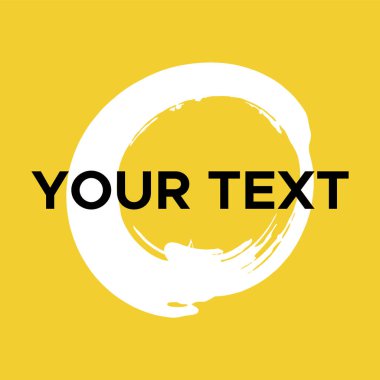 Sarı üzerine Vektör Yuvarlak Şekil. Beyaz Daire Damgası. Simge, Logo, Sancak Tasarımı. Yuvarlak Fırça Soyut Vuruşu .