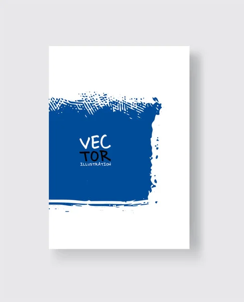 Pincel Tinta Azul Sobre Fundo Branco Estilo Minimalista Ilustração Vetorial — Vetor de Stock