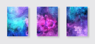 Uzay Soyut Galaksi Sancakları ayarlandı. Tasarımlarınız ve sanat eserleriniz için vektör illüstrasyonu.