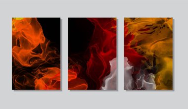 Alkolün mürekkep rengi arka plan. Soyut dikey çok renkli mermer desenli pankart. Akrilik boyalar karıştırılıyor.