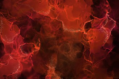 Alkol mürekkebi boyası. Soyut tasarım. Tabloya yakın çekim. Renkli soyut resim arkaplanı. Alkol mürekkebi modern soyut resim. Modern çağdaş sanat.