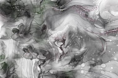 Alkol mürekkebi boyası. Soyut tasarım. Tabloya yakın çekim. Renkli soyut resim arkaplanı. Alkol mürekkebi modern soyut resim. Modern çağdaş sanat.