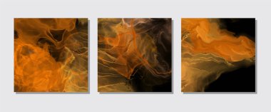 Alkol mürekkebi renkli pankartlar hazır. Soyut renkli mermer desenli pankart. Akrilik boyalar karıştırılıyor.