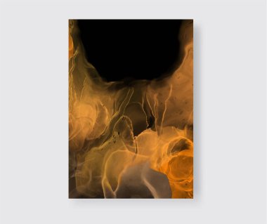 Alkolün mürekkep rengi arka plan. Soyut dikey çok renkli mermer desenli pankart. Akrilik boyalar karıştırılıyor.