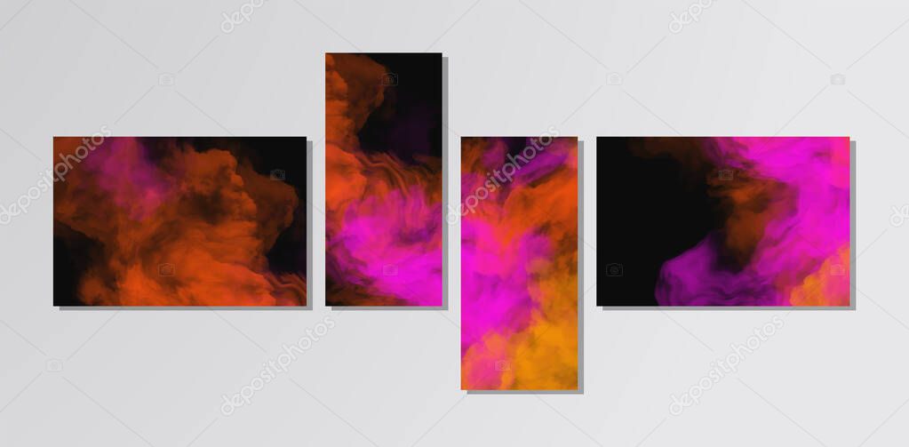 Color Splash banners set. Background design of smoke paint. Creativity abstract art,Vector illustration.