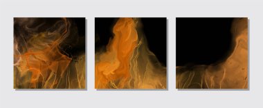 Alkol mürekkebi renkli pankartlar hazır. Soyut renkli mermer desenli pankart. Akrilik boyalar karıştırılıyor.