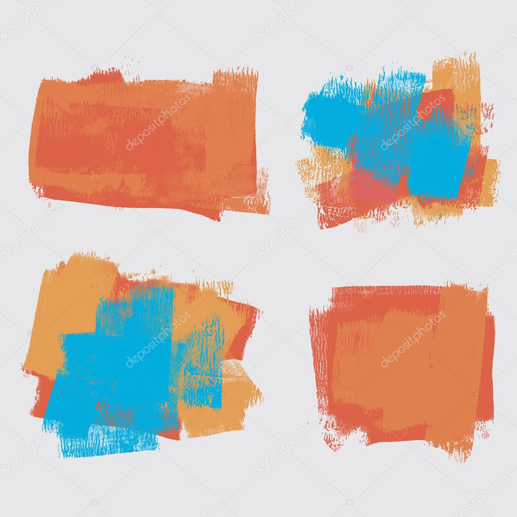 Vector banner shapes collection isolated on white background. Hand drawn abstract paint brush strokes set. Watercolor elements.