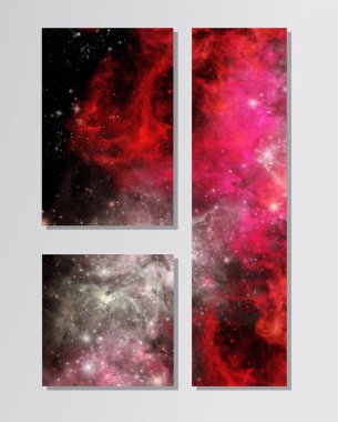 Uzay Soyut Galaksi Sancakları ayarlandı. Tasarımlarınız ve sanat eserleriniz için vektör illüstrasyonu.
