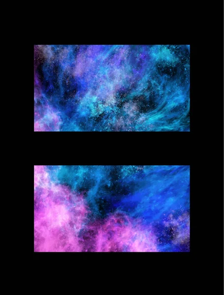 Espacio Abstracto Galaxy Banners Conjunto Ilustración Galaxias Vectoriales Para Sus — Vector de stock