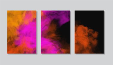 Renkli Sıçrama pankartları hazır. Duman boyasının arka plan tasarımı. Yaratıcılık soyut sanat, Vektör illüstrasyonu.