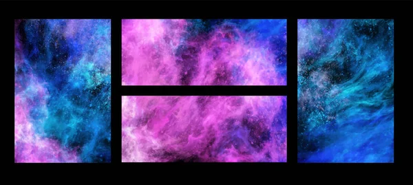 Space Abstract Galaxy Banners Set Vektorová Galaxie Ilustrace Pro Vaše — Stockový vektor