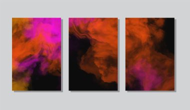 Renkli Sıçrama pankartları hazır. Duman boyasının arka plan tasarımı. Yaratıcılık soyut sanat, Vektör illüstrasyonu.