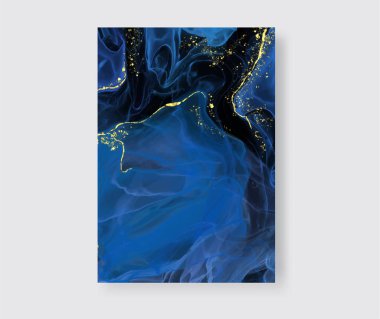 Alkolün mürekkep rengi arka plan. Soyut dikey çok renkli mermer desenli pankart. Akrilik boyalar karıştırılıyor.