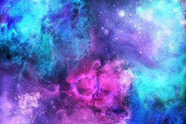 Renkli Kozmik Arkaplan. Galaksi bayrağı. Galaksi ve Nebula. Sanat eserleri, parti ilanları, posterler, afişler için yer çizimi