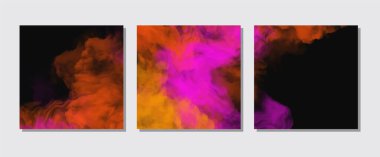 Renkli Sıçrama pankartları hazır. Duman boyasının arka plan tasarımı. Yaratıcılık soyut sanat, Vektör illüstrasyonu.