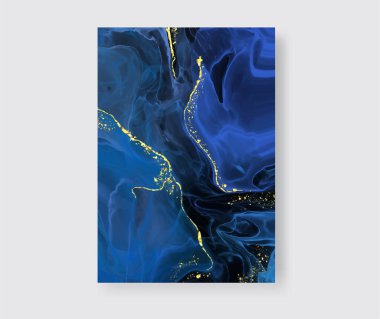 Alkolün mürekkep rengi arka plan. Soyut dikey çok renkli mermer desenli pankart. Akrilik boyalar karıştırılıyor.