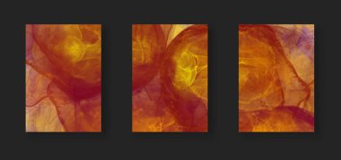 Alkol mürekkebi renkli pankart seti. Soyut altın renkli mermer desenli pankart. Akrilik boyalar karıştırılıyor.