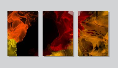 Alkolün mürekkep rengi arka plan. Soyut dikey çok renkli mermer desenli pankart. Akrilik boyalar karıştırılıyor.