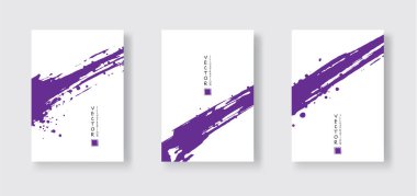 Beyaz arka planda mor mürekkep fırçası darbesi. Japon tarzı. Grunge dalgası lekelerinin vektör illüstrasyonu. Vektör fırçaları resimleme.