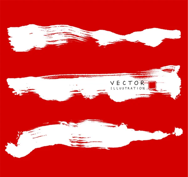 Coup Pinceau Encre Blanche Sur Fond Rouge Bannière Japonaise Style — Image vectorielle