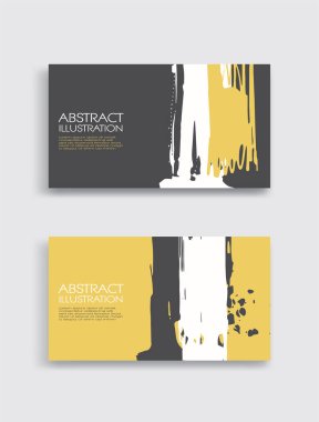 Beyaz arka planda sarı, beyaz, gri, fırça darbesi. Japon tarzı. Grunge lekelerinin vektör illüstrasyonu