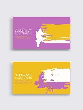 Beyaz arka planda pembe, beyaz, sarı, fırça darbesi. Japon tarzı. Grunge lekelerinin vektör illüstrasyonu