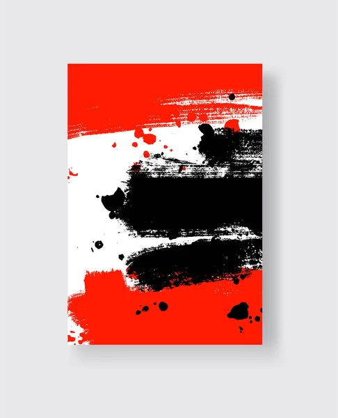 Pincelada Tinta Negra Roja Sobre Fondo Blanco Estilo Japonés Ilustración — Vector de stock