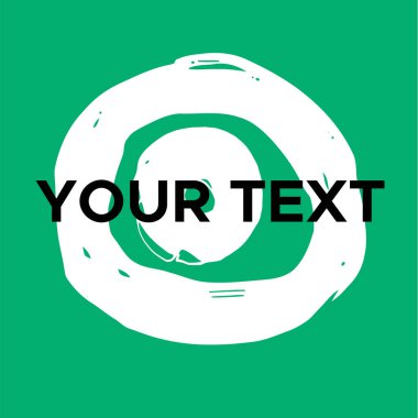 Yeşilde Vektör Yuvarlak Şekli. Beyaz Daire Damgası. Simge, Logo, Sancak Tasarımı. Yuvarlak Fırça Soyut Vuruşu .