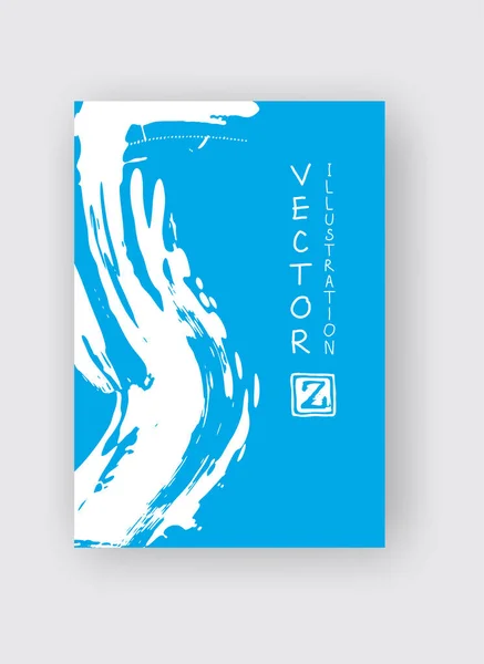 Синие Чернила Мазок Кистью Белом Фоне Японский Стиль Векторная Иллюстрация — стоковый вектор
