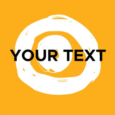 Sarı üzerine Vektör Yuvarlak Şekil. Beyaz Daire Damgası. Simge, Logo, Sancak Tasarımı. Yuvarlak Fırça Soyut Vuruşu .