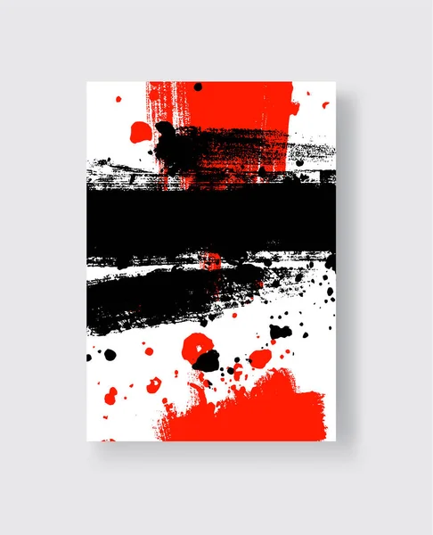 Pincelada Tinta Negra Roja Sobre Fondo Blanco Estilo Japonés Ilustración — Archivo Imágenes Vectoriales