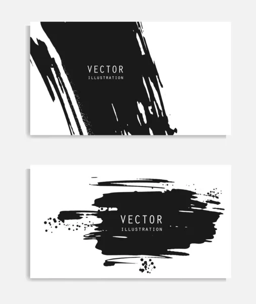 Bandeiras Pincel Tinta Abstratas Definidas Com Efeito Grunge Estilo Japonês — Vetor de Stock