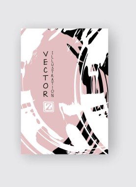 Beyaz arka planda siyah ve mercan fırça darbesi. Japon tarzı. Grunge lekelerinin vektör illüstrasyonu