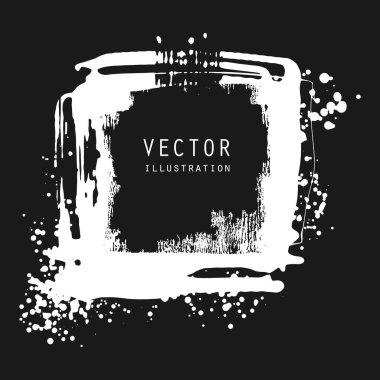 vektör sıçrama yapar ve beyaz mürekkep damlaları farklı şekillerde siyah üzerine damlar.